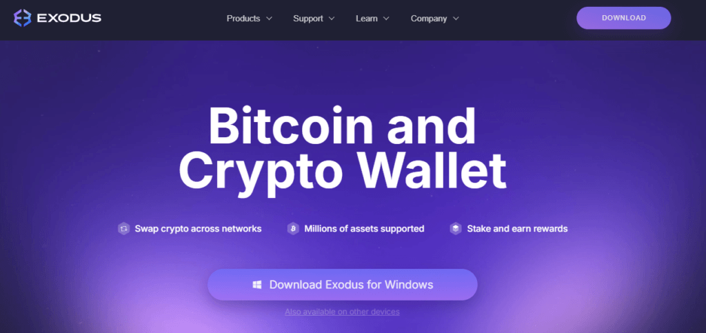 Exodus Wallet Home PAge Screenshot