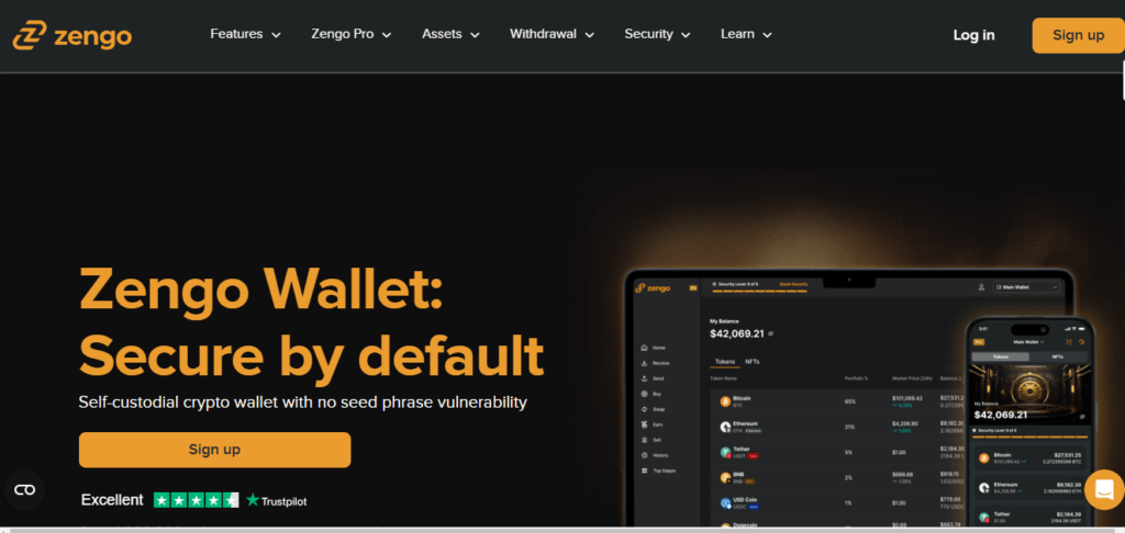 ZenGo Wallet Home Page Screenshot